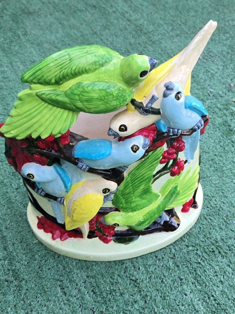 Vintage MCM Ceramic HOLLAND MOLD POTTERY Parrot Parokeet Planter